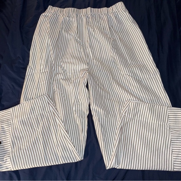Striped casual loose buttoned H-line straight pants in size xxl - Picture 2 of 6